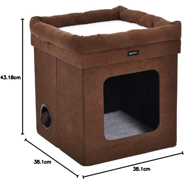 Складаний будиночок для котів Amazon Basics, коричневий, 38x38x43 см