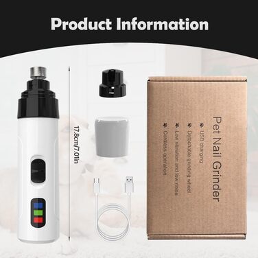 Електричний точило для нігтів домашніх тварин Silent Groom Pro, USB, для собак та котів