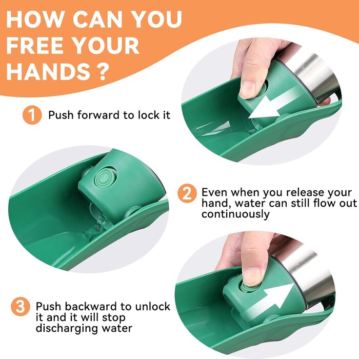 Водяна пляшка для собак, 765 мл, нержавіюча сталь, не протікає, для прогулянок та активного відпочинку (зелена, 1 шт)