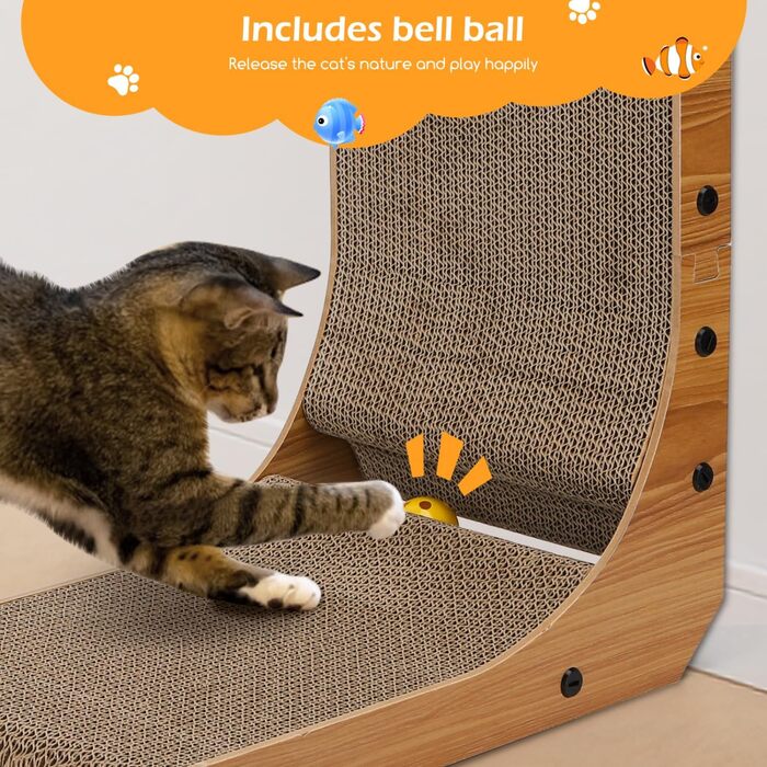 Котячий будиночок-кіготь Nobleza: кутовий, 60 см, з іграшкою, з гофрокартону