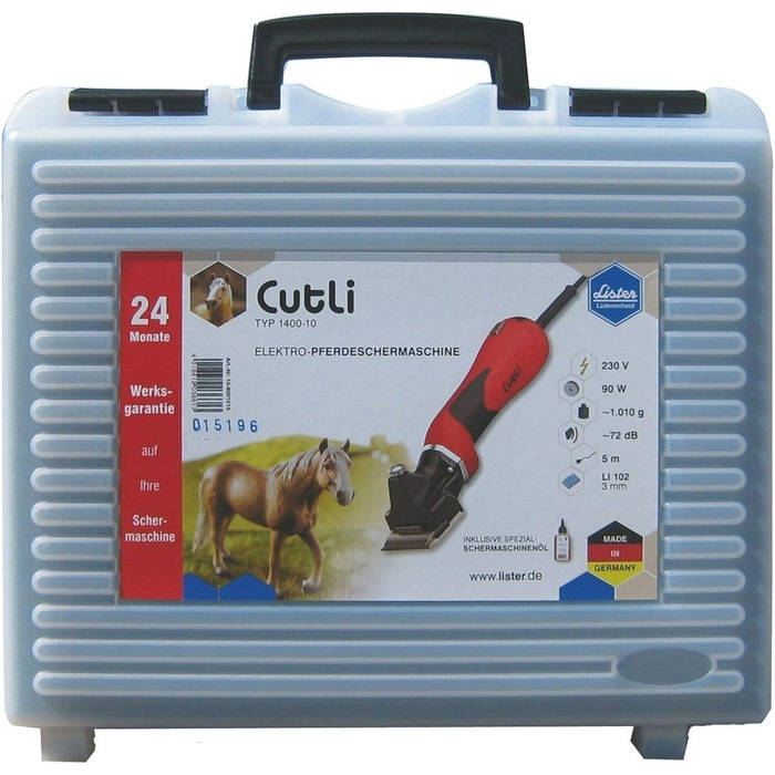 Професійна машинка для стрижки коней LISTER LI CUTLI з набором лез LI 102, спеціальна олія для стрижки та пластиковий кейс, рожевий/чорний колір