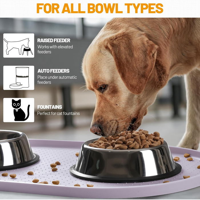 Водонепроникний силіконовий килимок для годівлі тварин Hubulk з високим бортиком, для собак та котів, захист від розливу, розмір 48.3 x 19 дюймів
