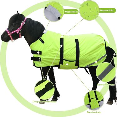 Gallopoff Зимова попона для поні, 300D, 150 г/м², водонепроникна, дихаюча, для поні, лошат, міні- та карликових коней, жовта, 65-75 см