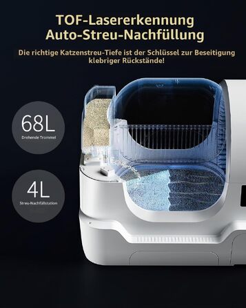 Самоочисний автоматичний лоток для котів PLT01, місткість 68 л, для декількох котів