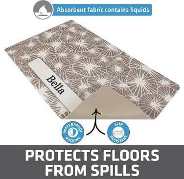 Drymate килимок для годівлі домашніх тварин - персоналізований килимок під миску для собак та котів (з перероблених волокон, можна прати в пральній машині), Paw Dots - Black Small (12' x 20'), Kahopo Grey