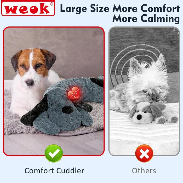 Іграшка-сердечко для собак WEOK: зручне крісло-м'ячик для зняття тривоги, допомога у засинанні, для середніх собак, сірий колір