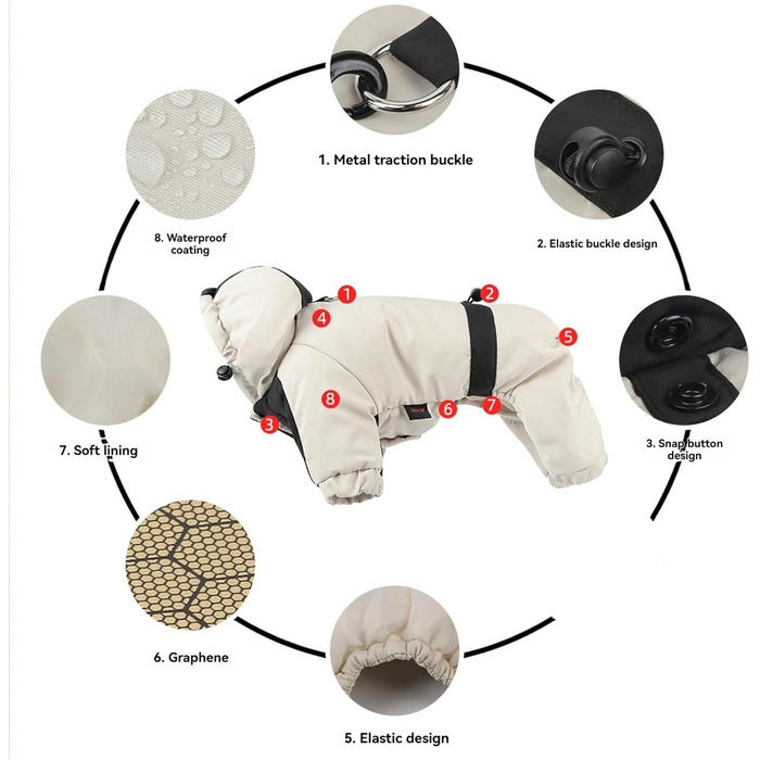 Зимовий теплий куртка для собак маленьких порід з капюшоном, водонепроникний, з підкладкою з графіту, розмір S, червоний