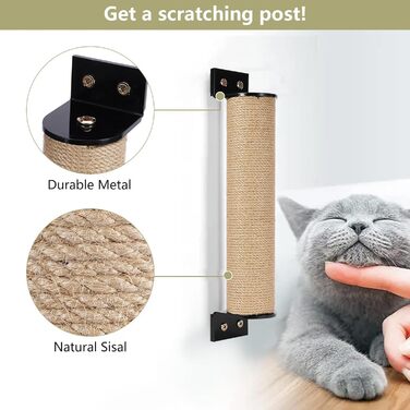 Кігтеточка для котів на стіну з сизалю - міцна кігтеточка-стовпчик для котів
