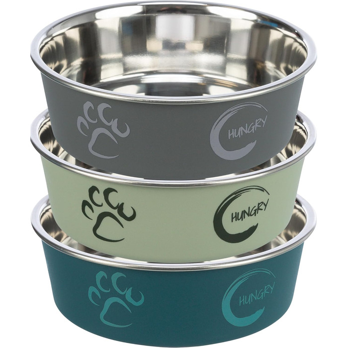 Тріксі Миска з нержавіючої сталі з пластиковим покриттям, 2.2 л, діаметр 23 см, висота 8 см, різнокольорова, 1 шт.