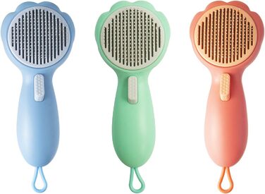 Щітка для собак для видалення шерсті, масажна щітка для котів, видаляє випадаючу шерсть та сплутаності, м'які щетинки, самоочисна, для собак з масажем, блакитна