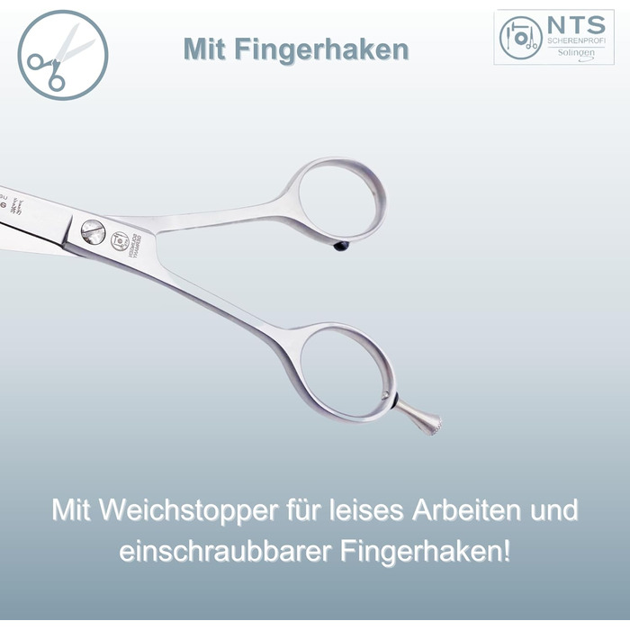Преміум ножиці для собак NTS-Solingen: ножиці для догляду за шерстю, ножиці для гриви (6.0'-9.0'), нержавіюча сталь, 15-23 см, Solingen, Німеччина