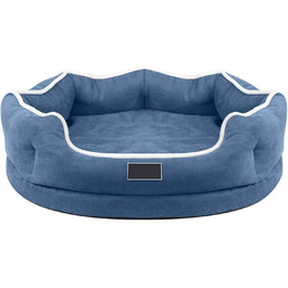 Ліжко для собак з піною-пам'яттю Deluxe, м'яке, миється, ортопедичне, знімний чохол, неслизьке дно, для маленьких та середніх собак (Колір: Синій, Розмір: S)