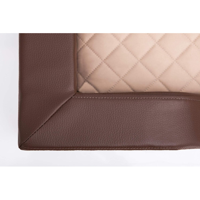 Ліжко для собак, лежанка для собак, диван-лежанка для собак, подушка для собак, місце для відпочинку, матрац для собак, хатинка для собак, місце для собаки, кошик для собак, лежанка для собак 93x62 см (XXL, коричнева ЕКО-шкіра, бежевий матрац)