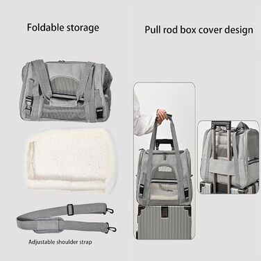 Транспортна переноска для тварин, переноска для кота, переноска для собак, підходить для маленьких собак, котів, кошенят, цуценят, зручний ремінь, регульований плечовий ремінь, для подорожей та прогулянок (Сірий)