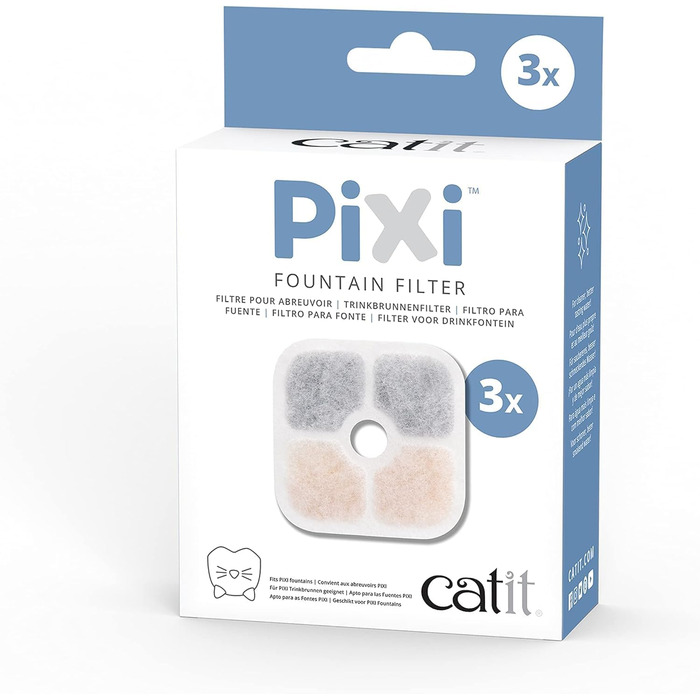 Питний фонтан для котів Catit Pixi 2,5 л білий + набір з 3 фільтрів