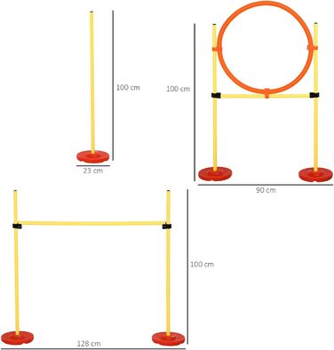 Набір для аджиліті PawHut для собак: 3 елементи, тренування, стрибки, перешкоди, слалом, регульована висота, сумка