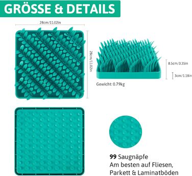 Силіконова килимок для собак PEGGY11, 28×28 см, Slow Feeder, антиковзаюча, легка у митті