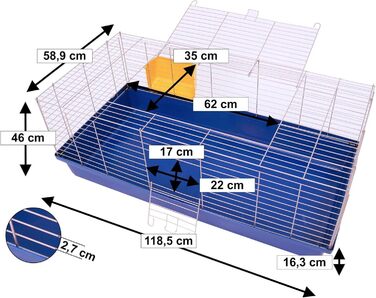 Клітка для кроликів і морських свинок Sammy 120, сріблясто-синя