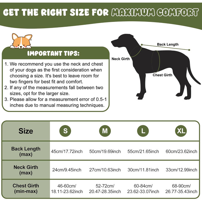 Водонепроникна куртка для собак HezzLuv, світловідбиваюча, вітрозахисна, тепла зимова куртка з м'яким флісовим підкладкою для собак маленьких та великих порід, для активного відпочинку на природі, кемпінгу та походів у холодну погоду (M(спина: 50см), армі