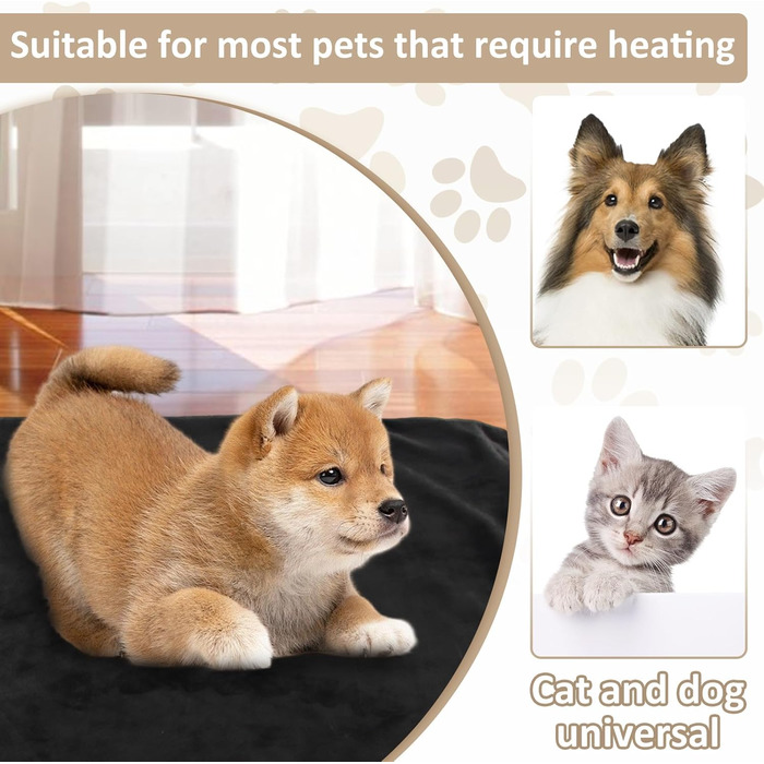 Електричний килимок для домашніх тварин Hillylolly, 70x50 см: підігрівач для собак та котів з регулюванням часу та температури