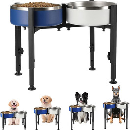 Підвищений годівниця для собак з регульованою висотою та шириною (17-30 см), металева стійка для мисок, підходить для великих, середніх та маленьких собак (миски не входять)