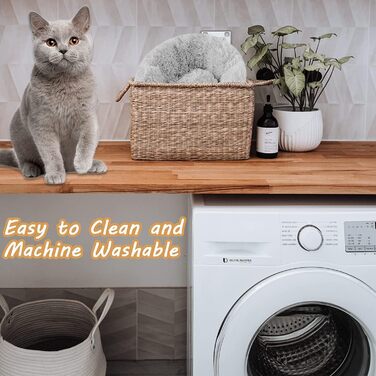 Кругле ліжко для котів та собак, 60 см, плюшеве, миється, сірий колір