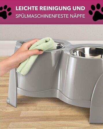 PETGARD Станція годування для собак з нержавіючої сталі - набір мисок - годівниця для собак Преміум класу - 61 x 35 x 28 см - об'єм 2 x 1500 мл