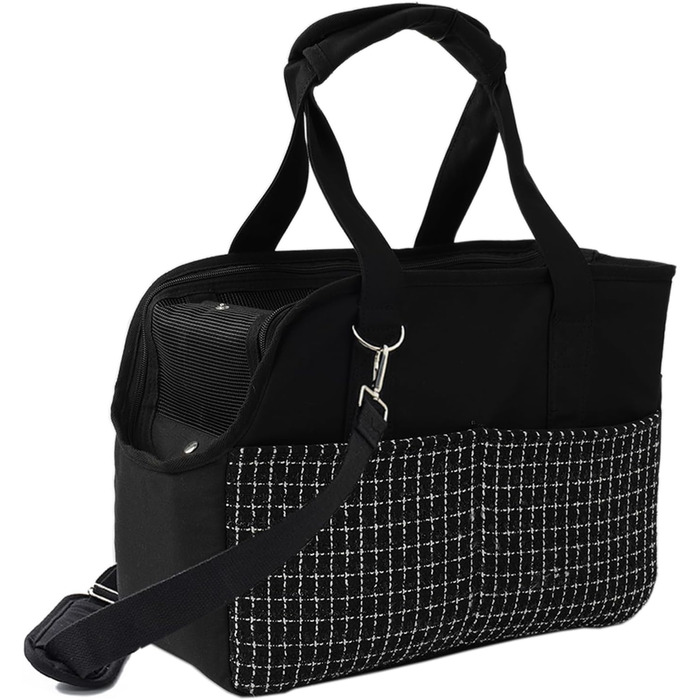 Сумка-переноска для собак та котів, велика, L 41x18x30 см, бежево-чорна