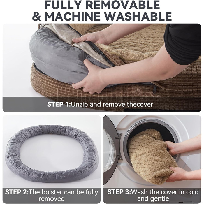 Ортопедичне ліжко для собак JOEJOY, диван для великих тварин, з піною з ефектом пам'яті, чотиристоронні валики для шиї, розмір M (28'x 23'x 6.5'), коричневий