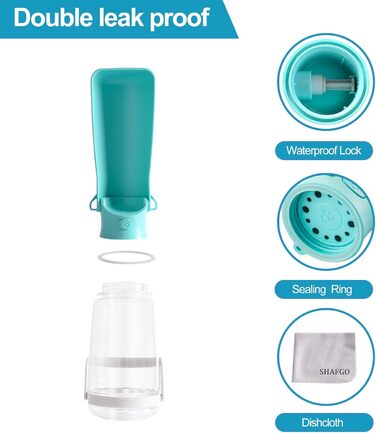 Портативна пляшка для води для собак SHAFGO 540 мл з підставкою, для подорожей, без розливання, для прогулянок