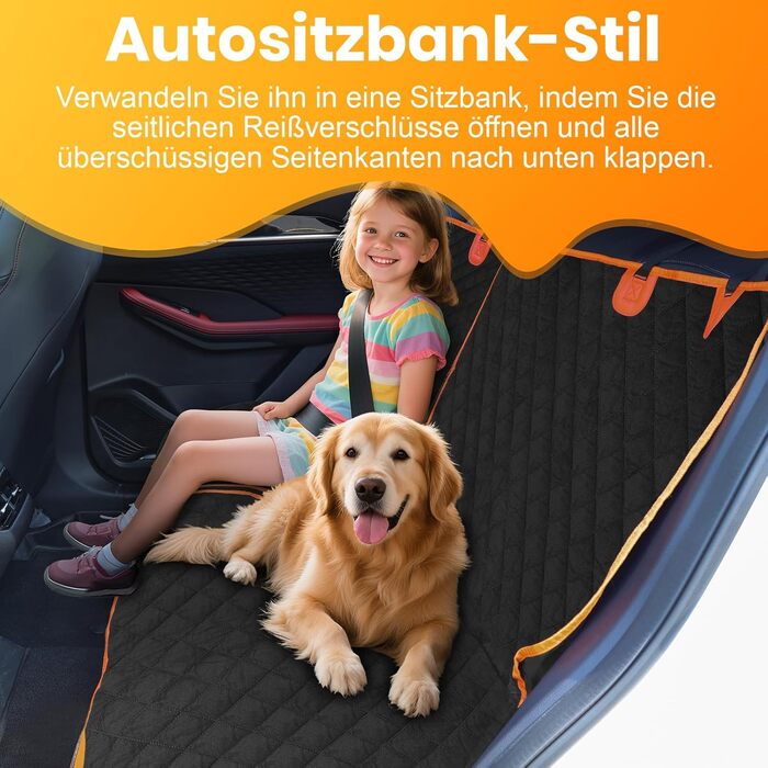 Захист для заднього сидіння авто для собак, 600D, водовідштовхувальний, стійкий до подряпин, з боковими захистами та оглядовим вікном, універсальний, для собак