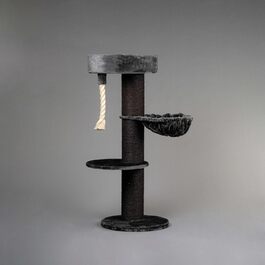 Дерев'яний кігтеточка для великих котів RHRQuality Maine Coon Sleeper Blackline Dark Grey Deluxe з товстими 15 см сизалевими стовпами