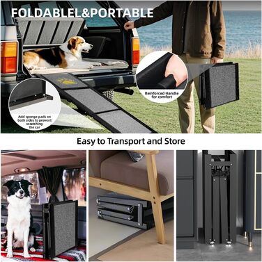 Рампа для собак Hunderampe Auto Klappbar: складана, 170 см, з антиковзким покриттям для собак маленьких, середніх та великих порід. Підходить для авто, SUV, вантажівок, диванів та ліжок
