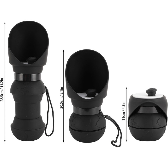 Складана пляшка для води для собак, силіконовий напійник для тварин, диспенсер для води для цуценят, дорожній напійник для собак, для прогулянок та походів (чорний)