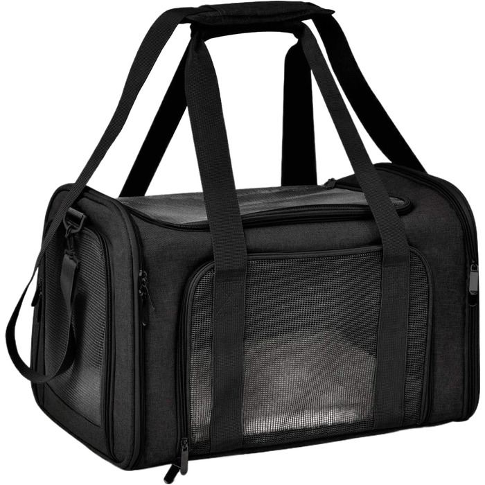 М'яка переноска для котів та собак, чорна | Переноска для тварин, дихаюча, складна, для подорожей