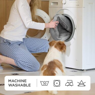 Ліжко для кота BEDSURE, 51x41 см, сіре. Зручне ліжечко для кота та маленьких собак з неслизьким дном та м'яким бортиком. Підходить для дому.