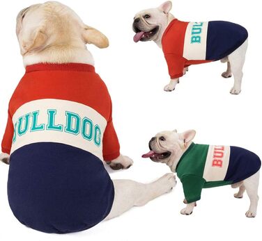 Світшот для Французького Бульдога: теплий костюм для маленьких собак та котів, Патчворк (XXL, Бордовий)