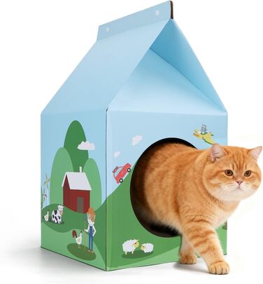 Nobleza: будиночок-кігтеточка для котів з картону та котячої м'яти. Легко збирається, ідеально для кігтів та ігор. (1 шт.)