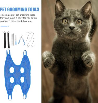 Набір для догляду за тваринами з гамаком: догляд за кігтями та шерстю. Підходить для котів та собак. Легка збірка та практичний дизайн.