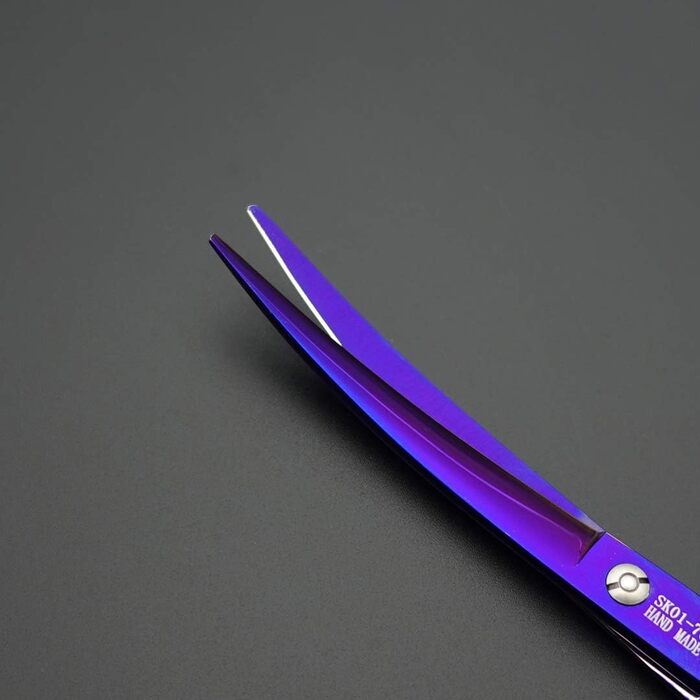 Набір професійних собачих ножиць для грумінгу 5 шт. (прямі, витончені, зігнуті, для волосся, гребінець) для правшів, фіолетовий