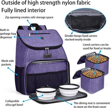 Рюкзак для собак BAGLHER, переноска для тварин у літак, аксесуари для подорожей з набором мисок