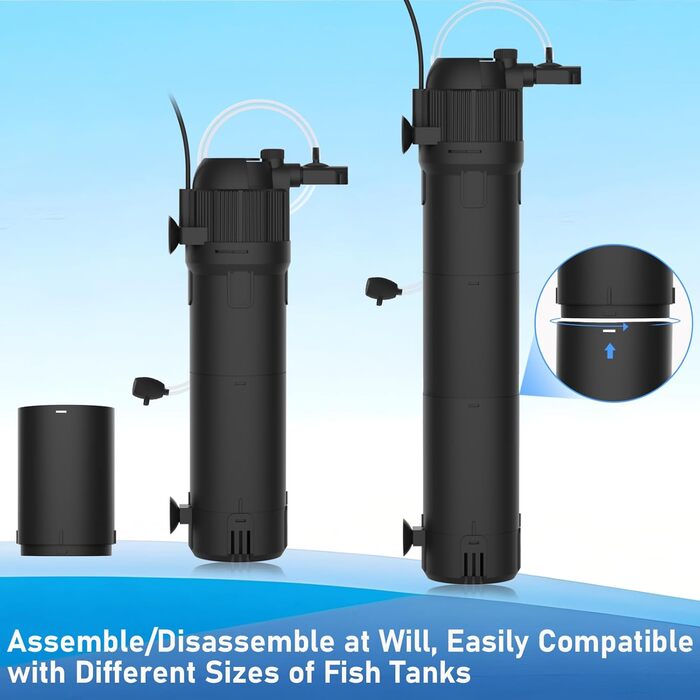 Фільтр для акваріума, 800 л/год, 8 Вт, внутрішній, з підсвічуванням, для акваріумів до 250 л