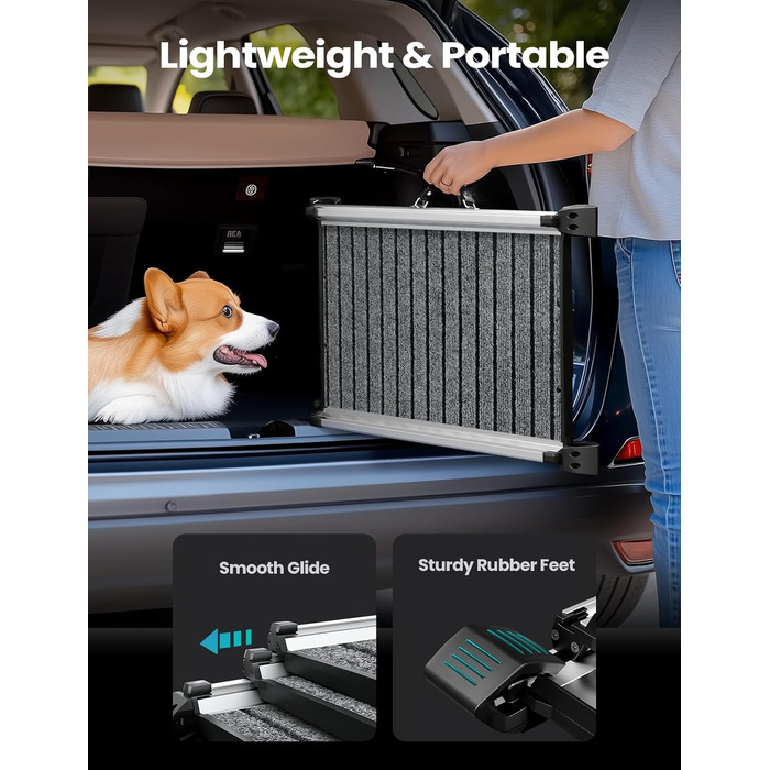 Рампа для собак у автомобіль, телескопічна, 160 см, до 200 кг, з антиковзким покриттям