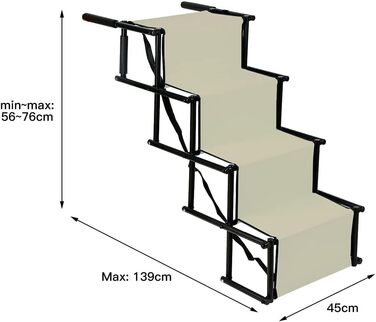 Сходинки для собак: 4 сходинки для авто, ліжка, дивану. Зручні, легкі, стабільні, до 75 кг, бежеві