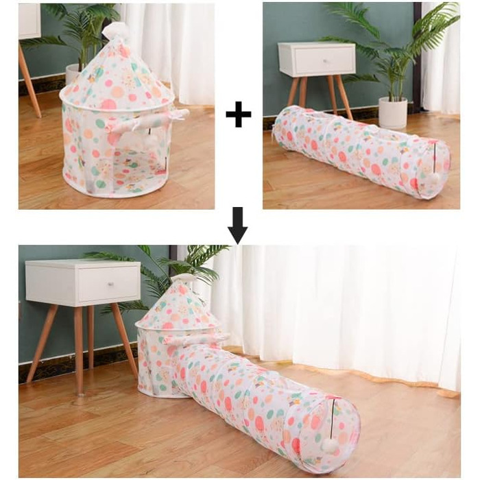 Ігровий тунель для котів та тварин, Pop-Up тунель, складаний, для дому (рожевий)