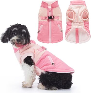 Водонепроникний зимовий пуховик для собак, тепла жилетка для малих та середніх собак, рожевий, розмір S