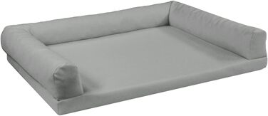 Ортопедичне ліжко для собак Juelle з штучної шкіри, диван з матрацом, великі породи, знімна наволочка, придатне для прання, Lord L-XXL (100x75 см, брудно-бежевий) (XL - 130x95x20 см, світло-яблучний)