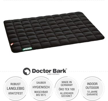 Лежак для собак Doctor Bark L, чорний, м'який, якісний, для великих порід, міцна килимок для дому та вулиці, пральний до 95°C