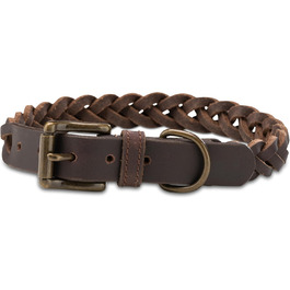 Сплетене шкіряне ошийник для собак – Міцний ручної роботи з преміум-шкіри буйвола Clarissa (M (36.0-45.0cm))