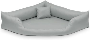 Килимок для собак Juelle Gabi з екошкіри, кутовий, M-XXL (100x100 см), світло-сірий